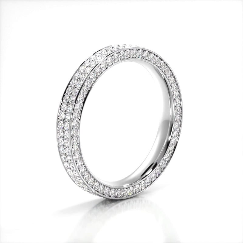 1.09 ct. Round Diamond Three Sided Wedding Ring-VIRABYANI